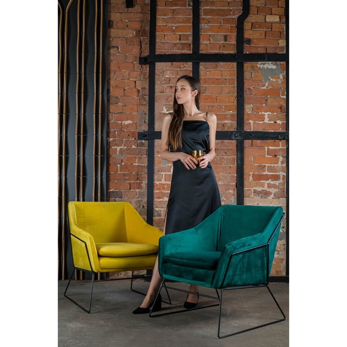 Wypoczynkowy fotel Emma MSE011000308.V35 King Home welur ciemny zielony