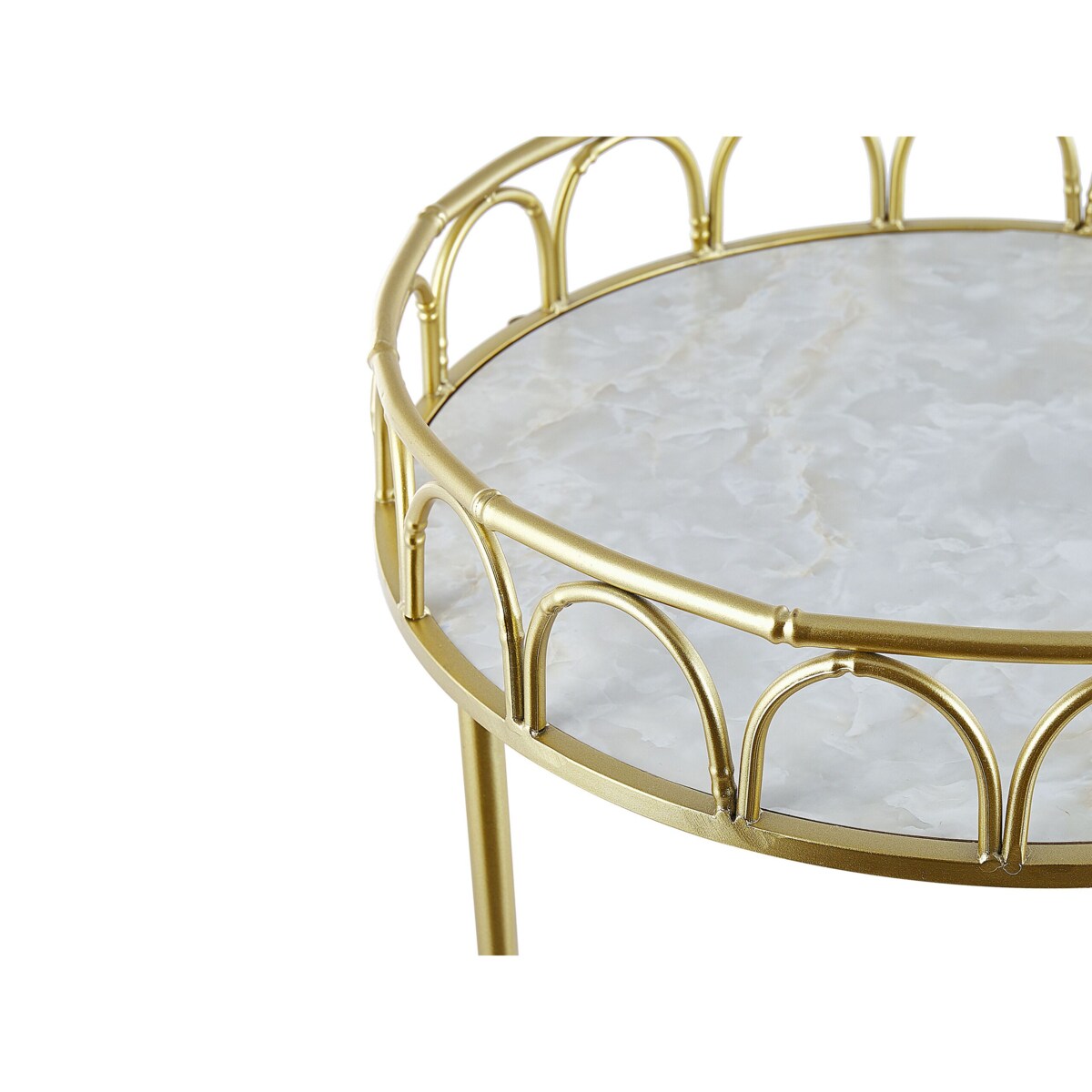 Metalowy wózek kuchenny 2-poziomowy złoty z efektem marmuru SHAFTER