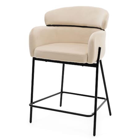 Hoker tapicerowany welurowy do salonu BOLZANO beżowy