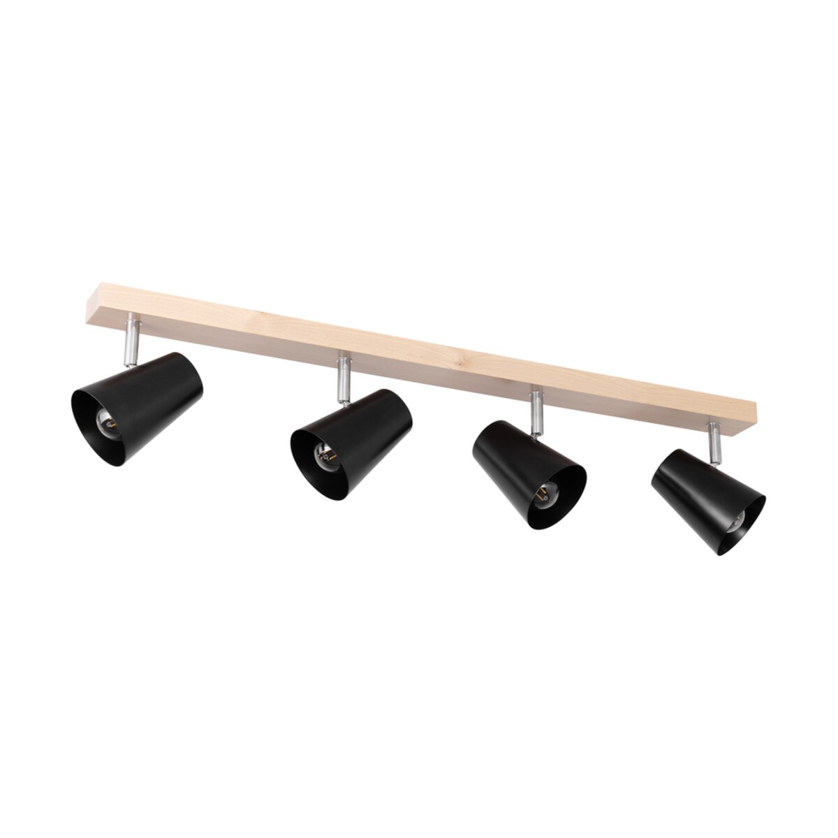 Drewniana Lampa Sufitowa BRITOP Lighting 4xE14 Max.40W Naturalna Brzoza z Czarnym Kloszem, Polski Producent, 1 szt.