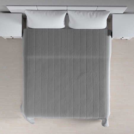 Narzuta pikowana w pasy 260x210 ciemno szary welwet