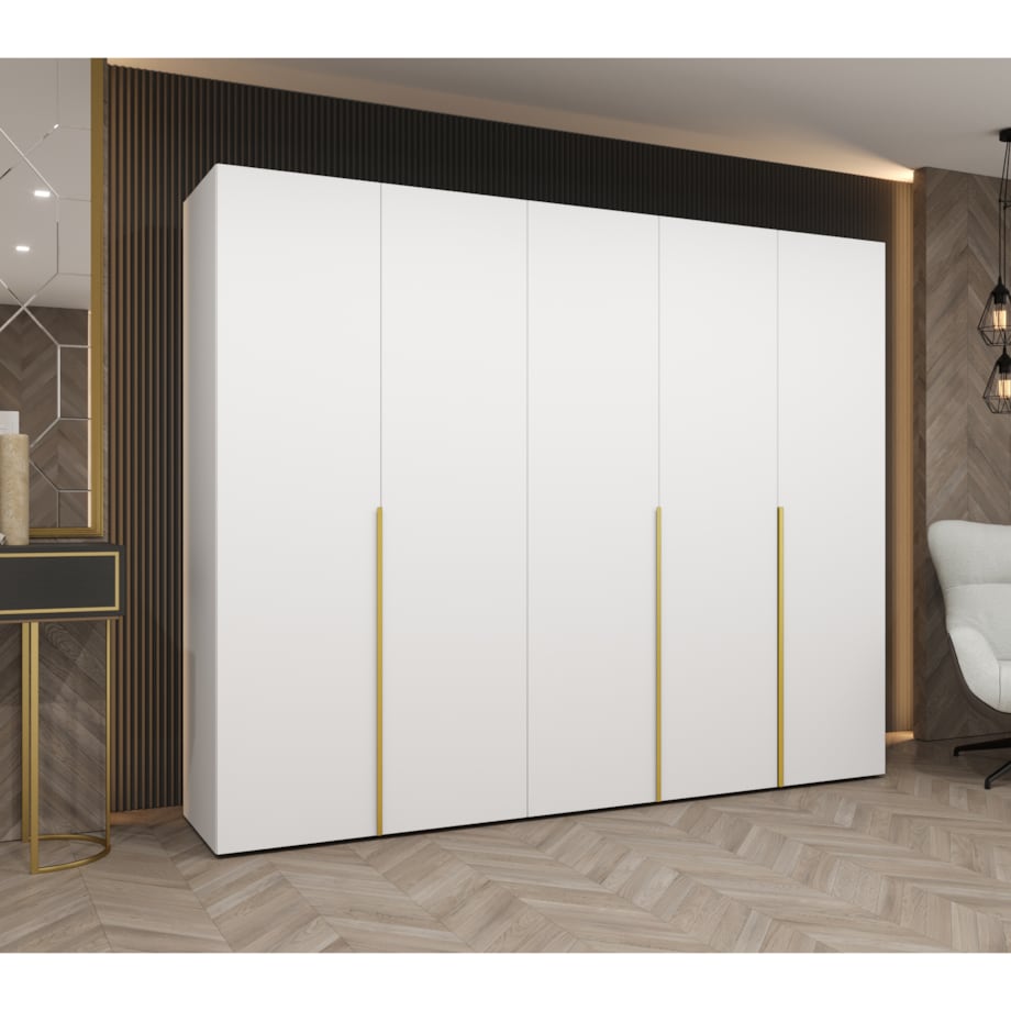 Szafa uchylna otwierana ALICANTE 1 250 wys. 202 cm Biały + u. Złoty