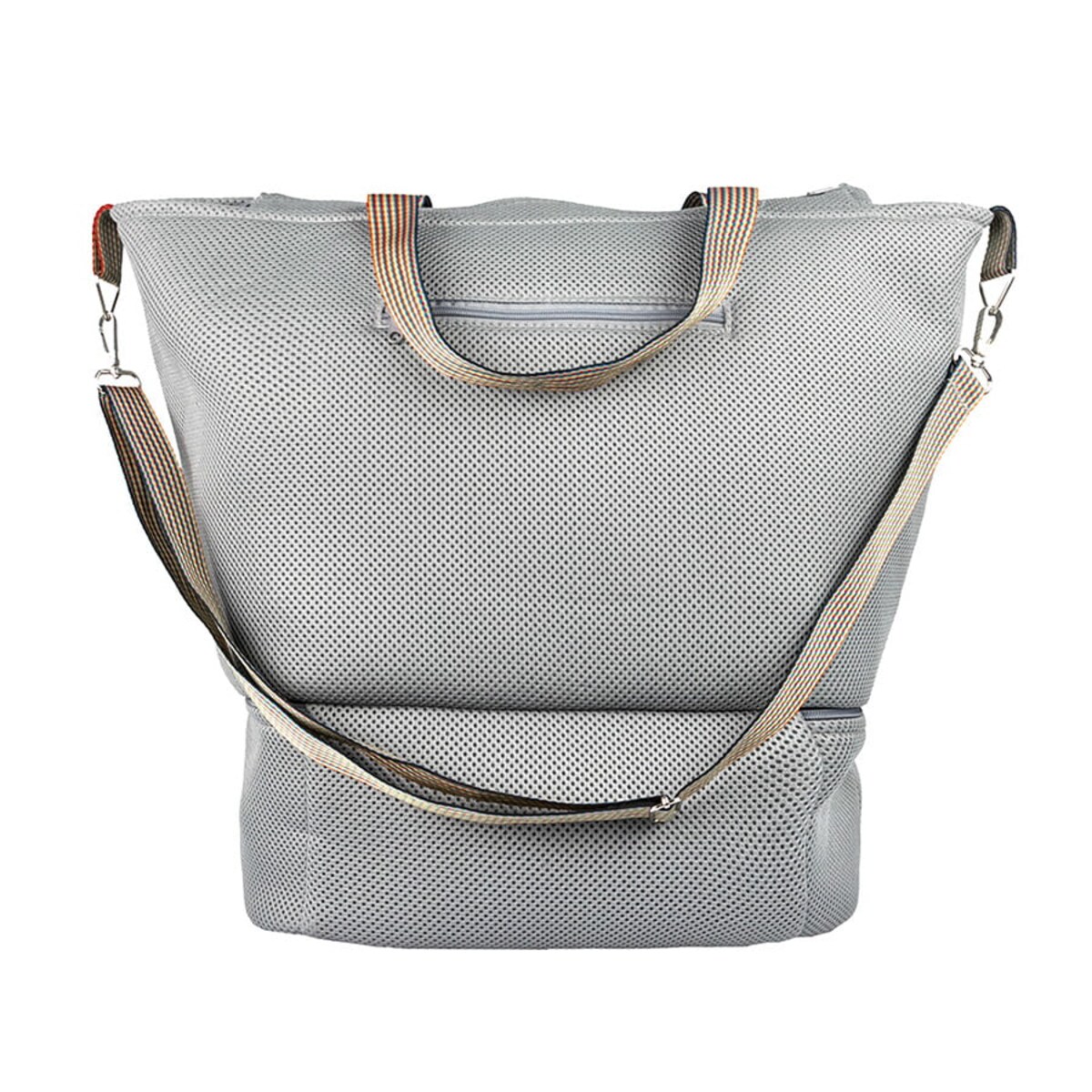 Torba sportowa na siłownię z kieszenią na buty, szara, zamek