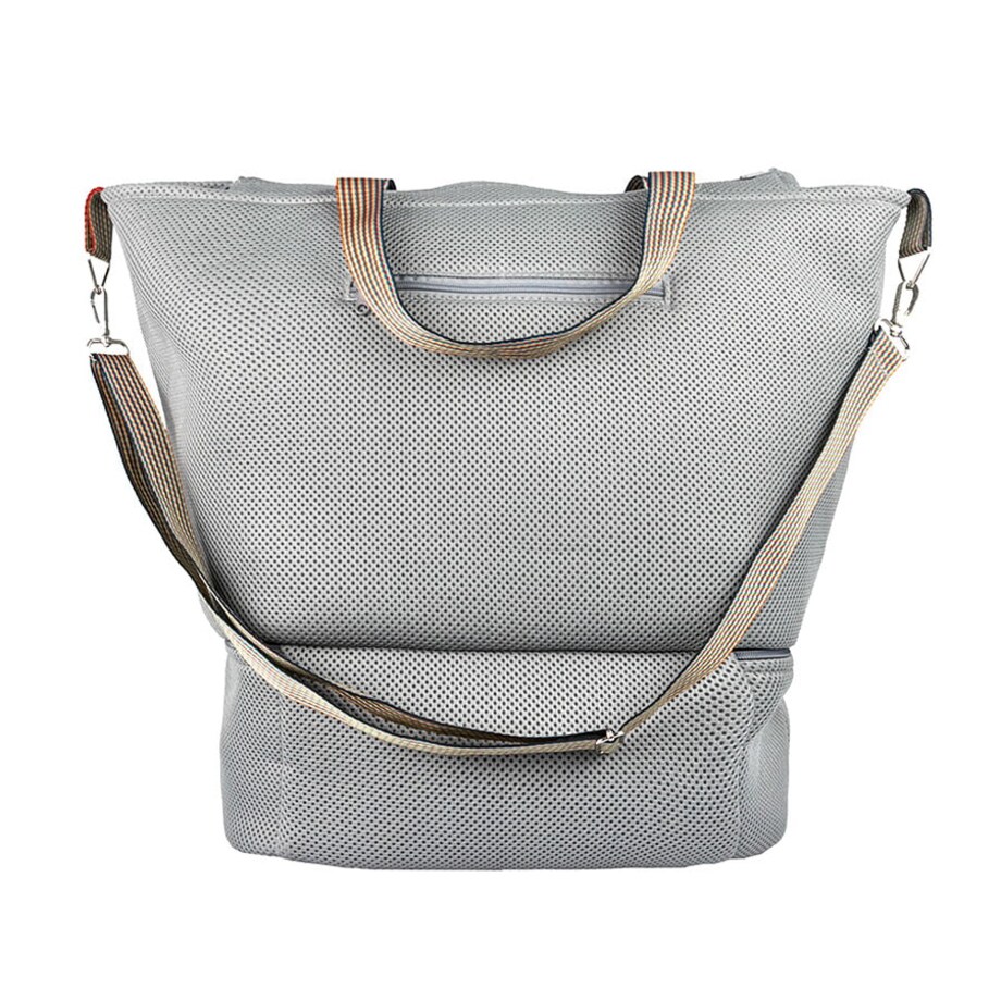 Torba sportowa na siłownię z kieszenią na buty, szara, zamek