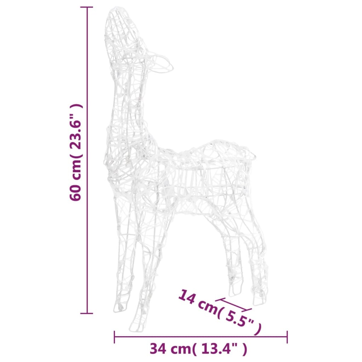 vidaXL Świąteczne renifery, akrylowe, 160 kolorowych diod LED