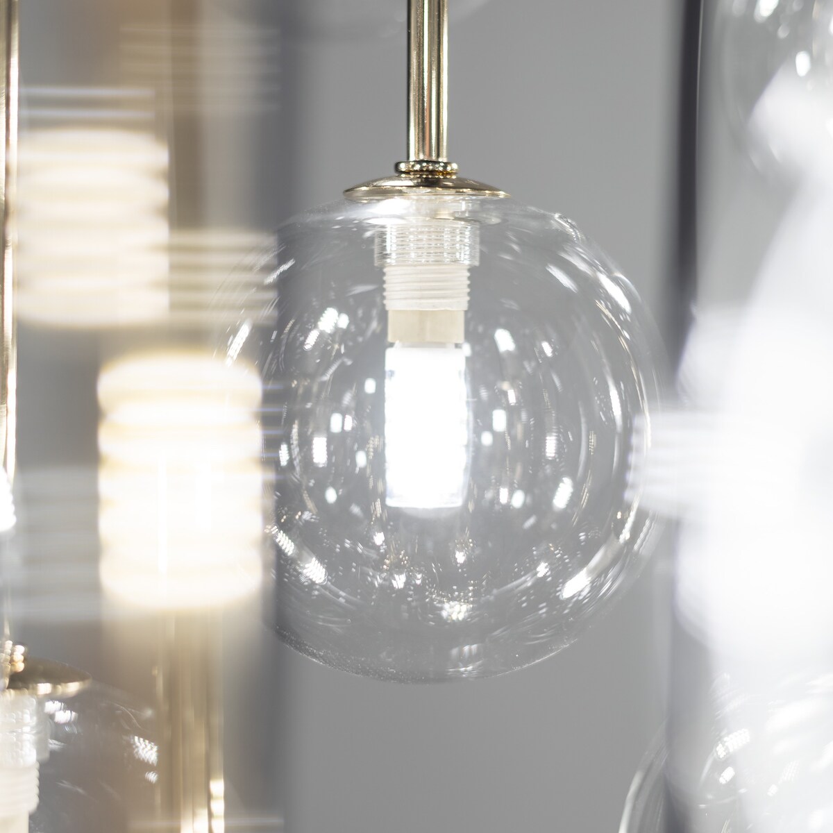 Lampa wisząca AURORA Transparent TK Lighting 10182 szklany klosz 50 cm G9 czarno-złota nowoczesna do salonu jadalni