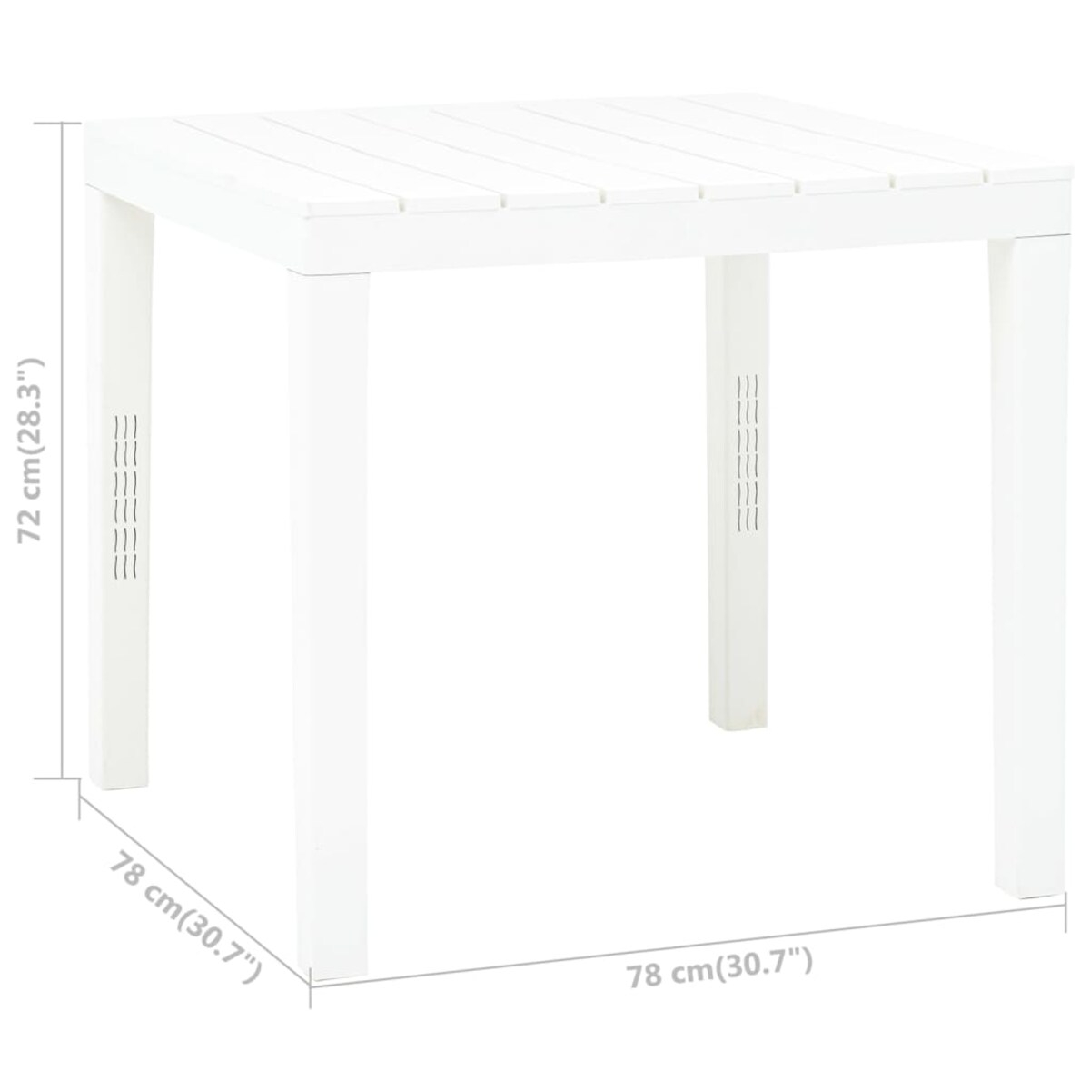 vidaXL Stół ogrodowy, biały, 78 x 78 x 72 cm, plastikowy
