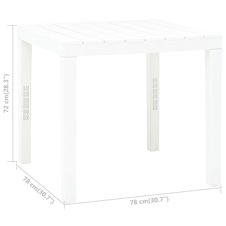 vidaXL Stół ogrodowy, biały, 78 x 78 x 72 cm, plastikowy
