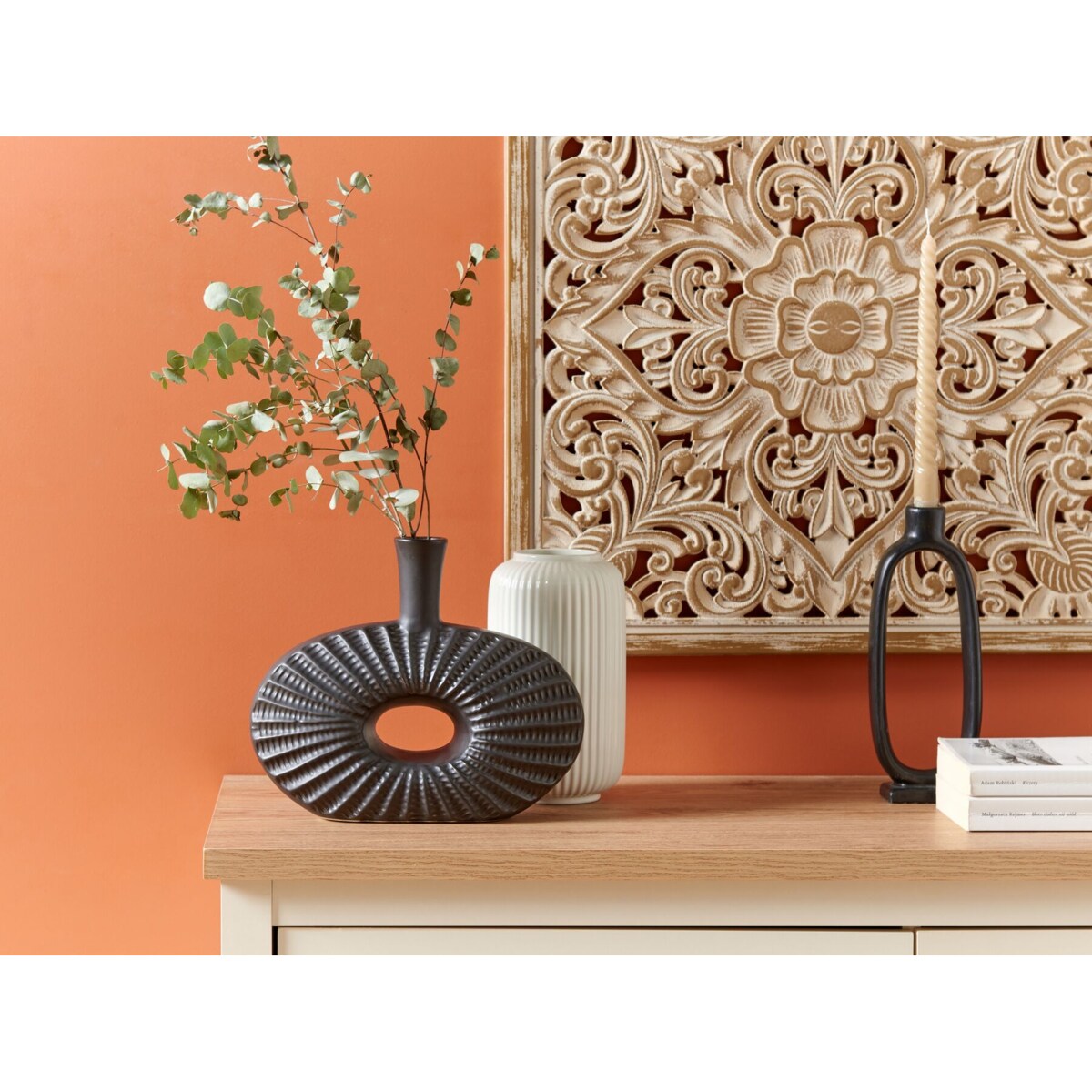 Wazon dekoracyjny ceramiczny czarny ARWAD