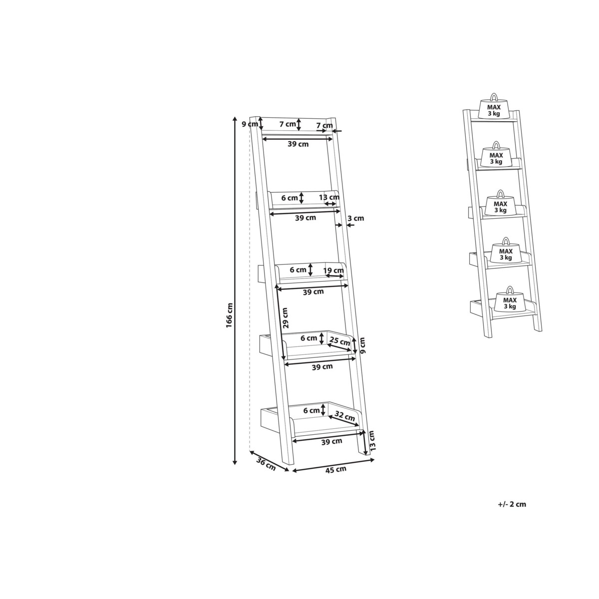 Regał drabina 5 półek ciemne drewno z białym MOBILE DUO