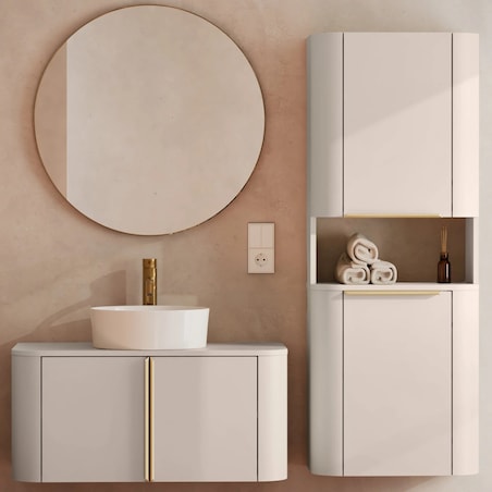 Komoda szafka łazienkowa pod umywalkę 37,6x80,2x43,6 cm POPS beżowa