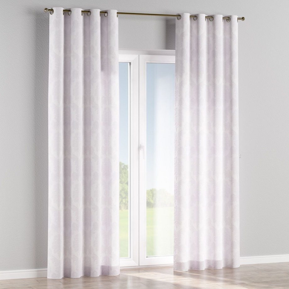 Zasłona na kółkach 1 szt. 130x245 liście akantu na białym tle