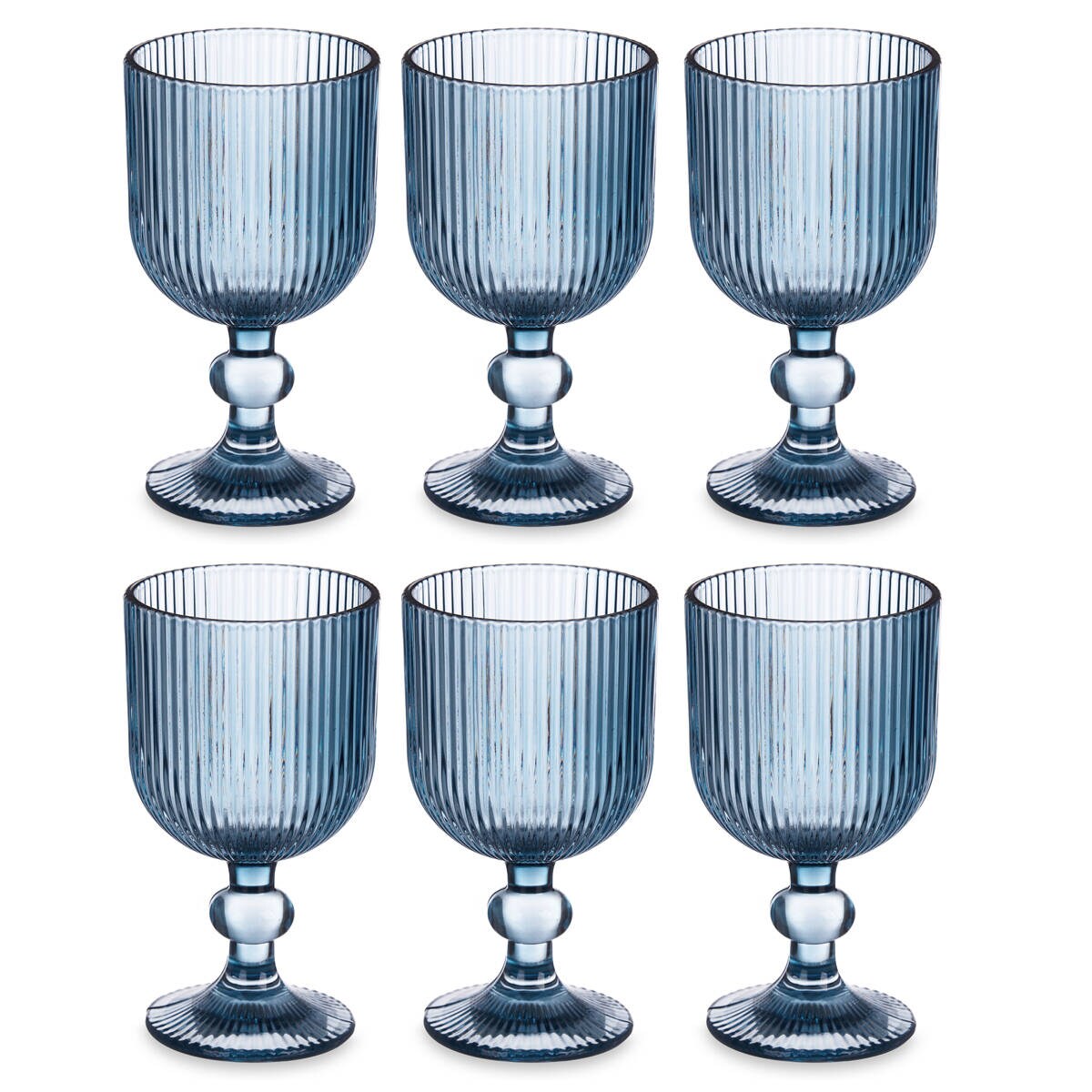Zestaw kieliszków do wina LINES z ryflowanego szkła, 6 sztuk, 260 ml