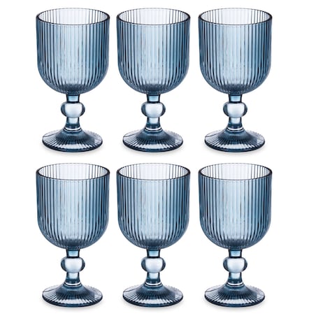 Zestaw kieliszków do wina LINES z ryflowanego szkła, 6 sztuk, 260 ml