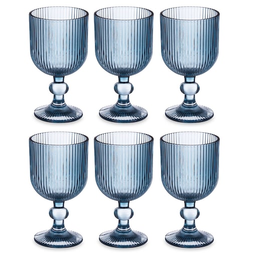 Zestaw kieliszków do wina LINES z ryflowanego szkła, 6 sztuk, 260 ml