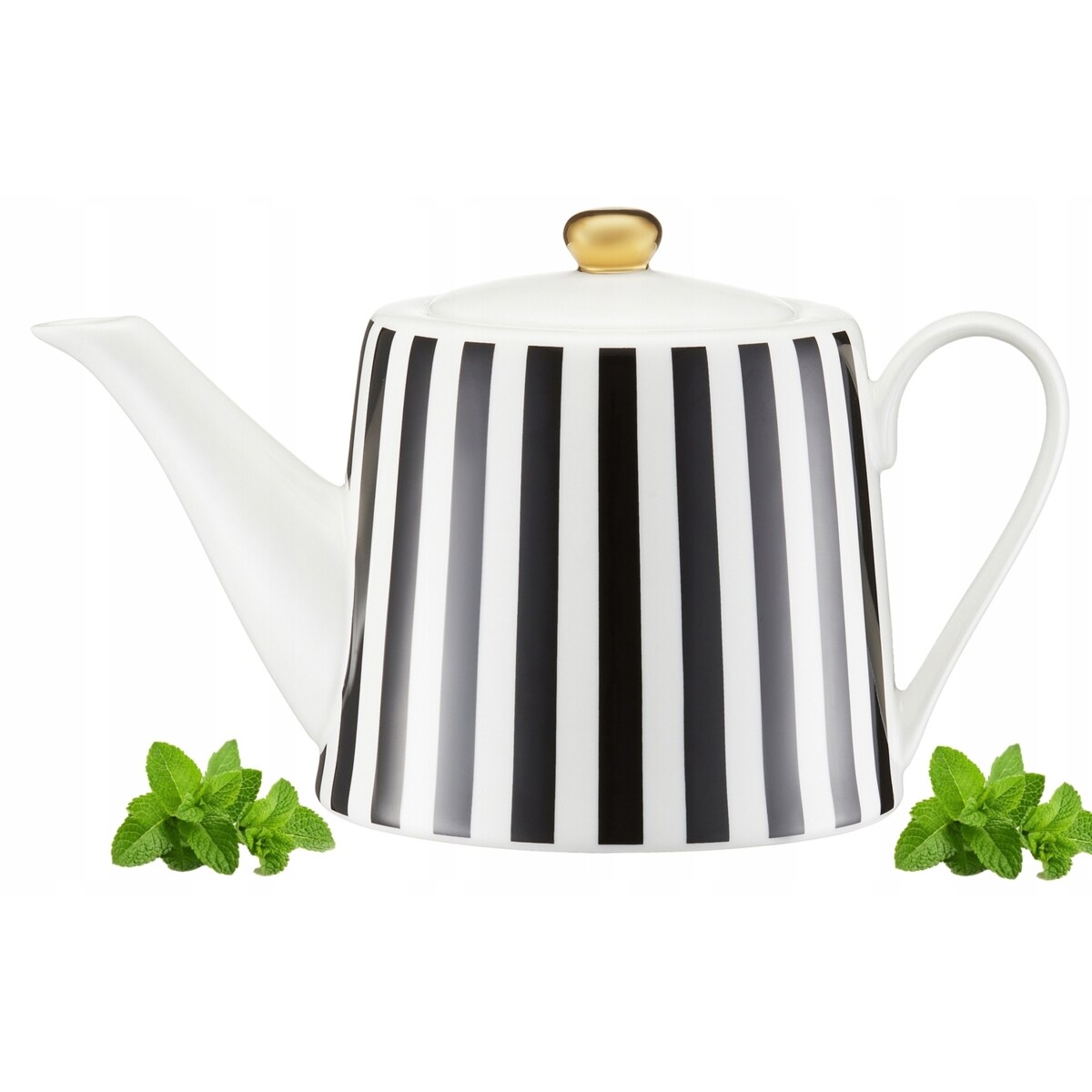 DZBANEK DO NA HERBATĘ 1,1 L w pasy biało czarne elegancki na prezent święta