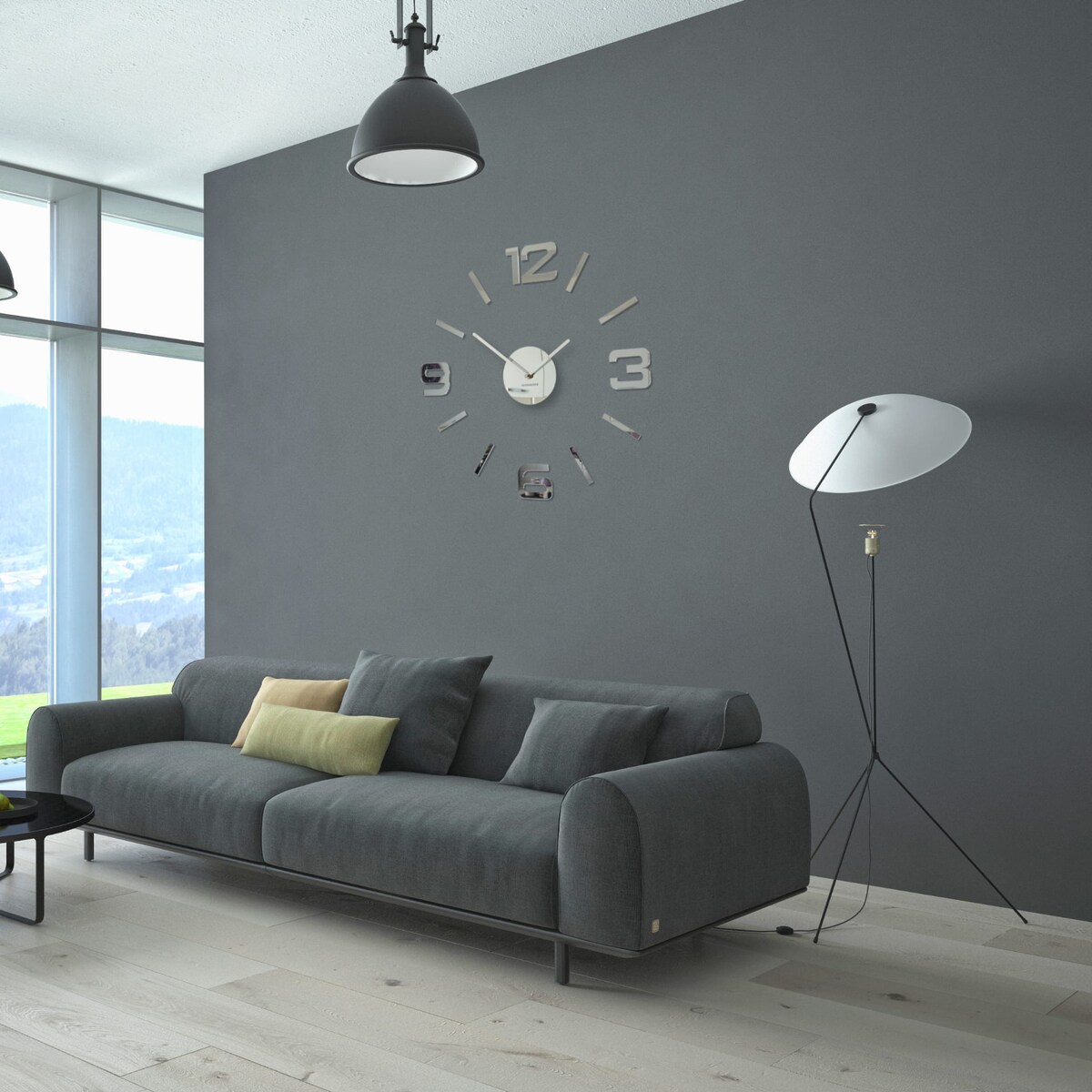 Duży zegar ścienny do salonu lustro 50-75cm