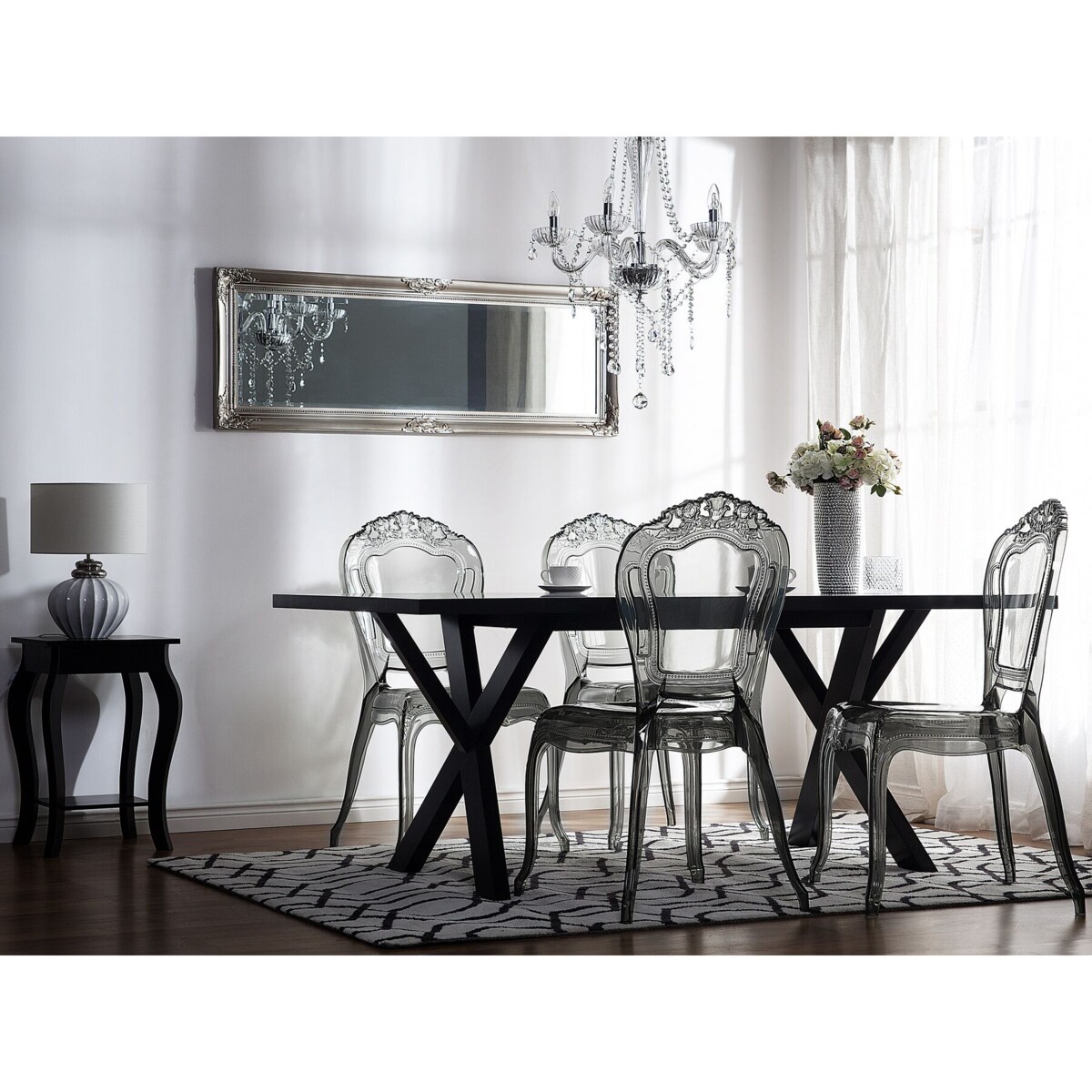 Zestaw 2 krzeseł do jadalni przezroczysty czarny VERMONT