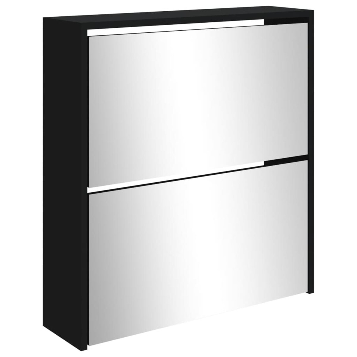 vidaXL Szafka na buty z lustrem i 2 szufladami, czarna, 63x17x67 cm