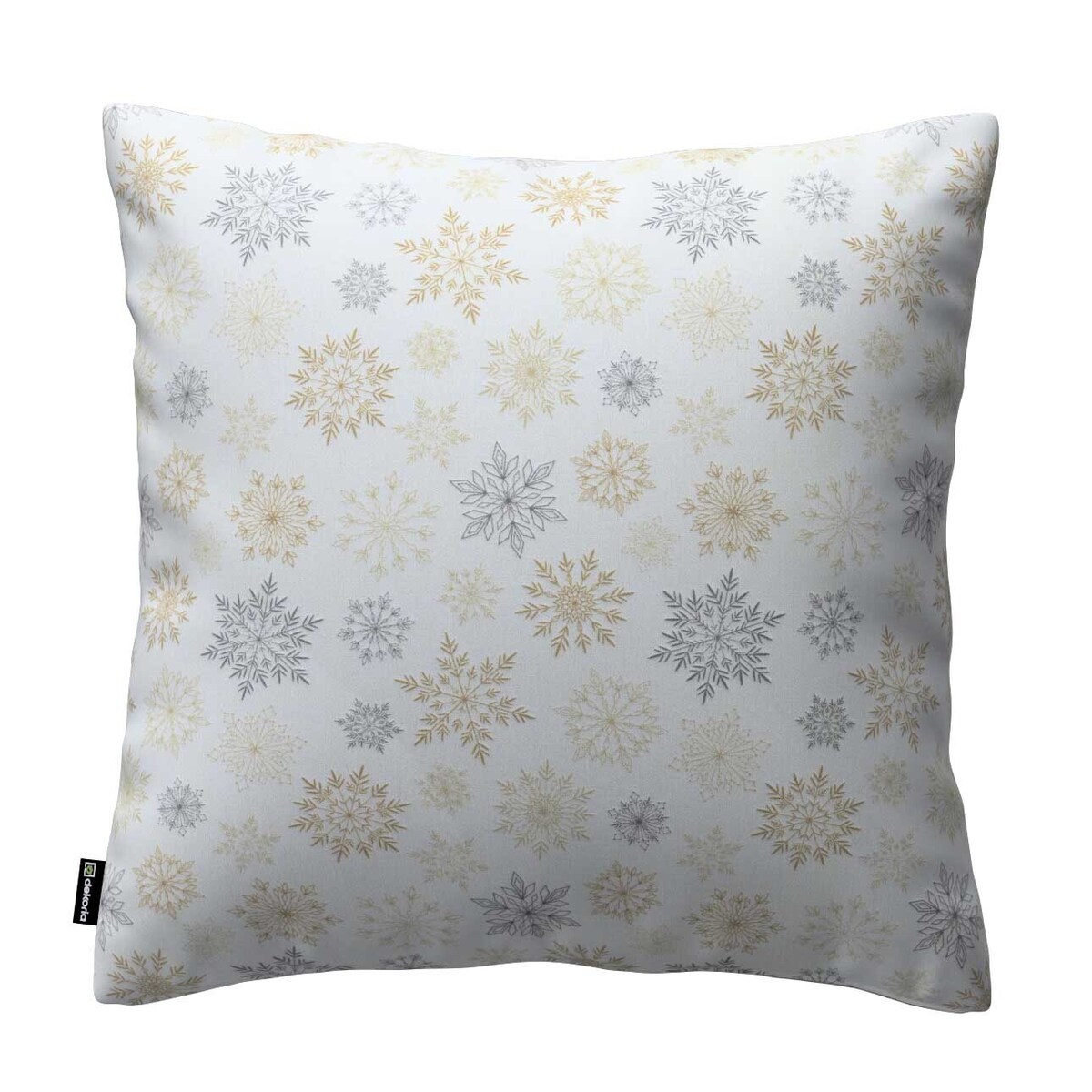 Poszewka Kinga na poduszkę 60x60 złote, srebrne gwiazdy na białym tle