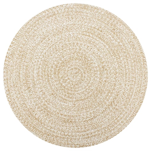 vidaXL Ręcznie wykonany dywan, juta, biały i naturalny, 150 cm