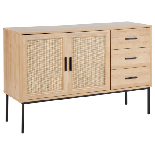 Komoda fronty rattanowe jasne drewno PASCO