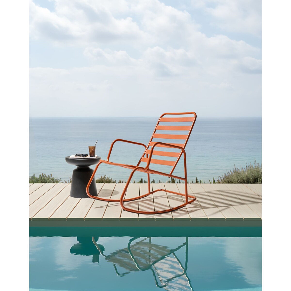 Fotel bujany ogrodowy TURI Metal Pomarańczowy