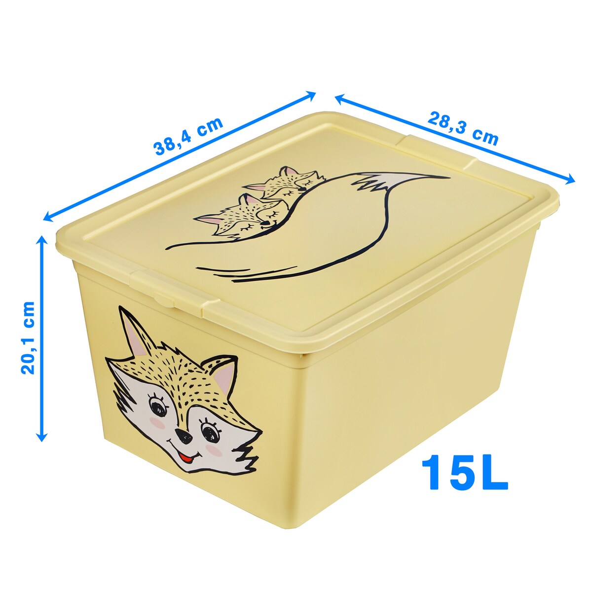 Pojemnik Plastikowy Na Zabawki Z Pokrywą 15 L Zamykany Do Pokoju Dzieci Żółty