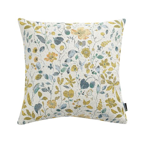 Poszewka Kinga na poduszkę 60x60 żółto-niebieskie kwiaty na kremowym tle