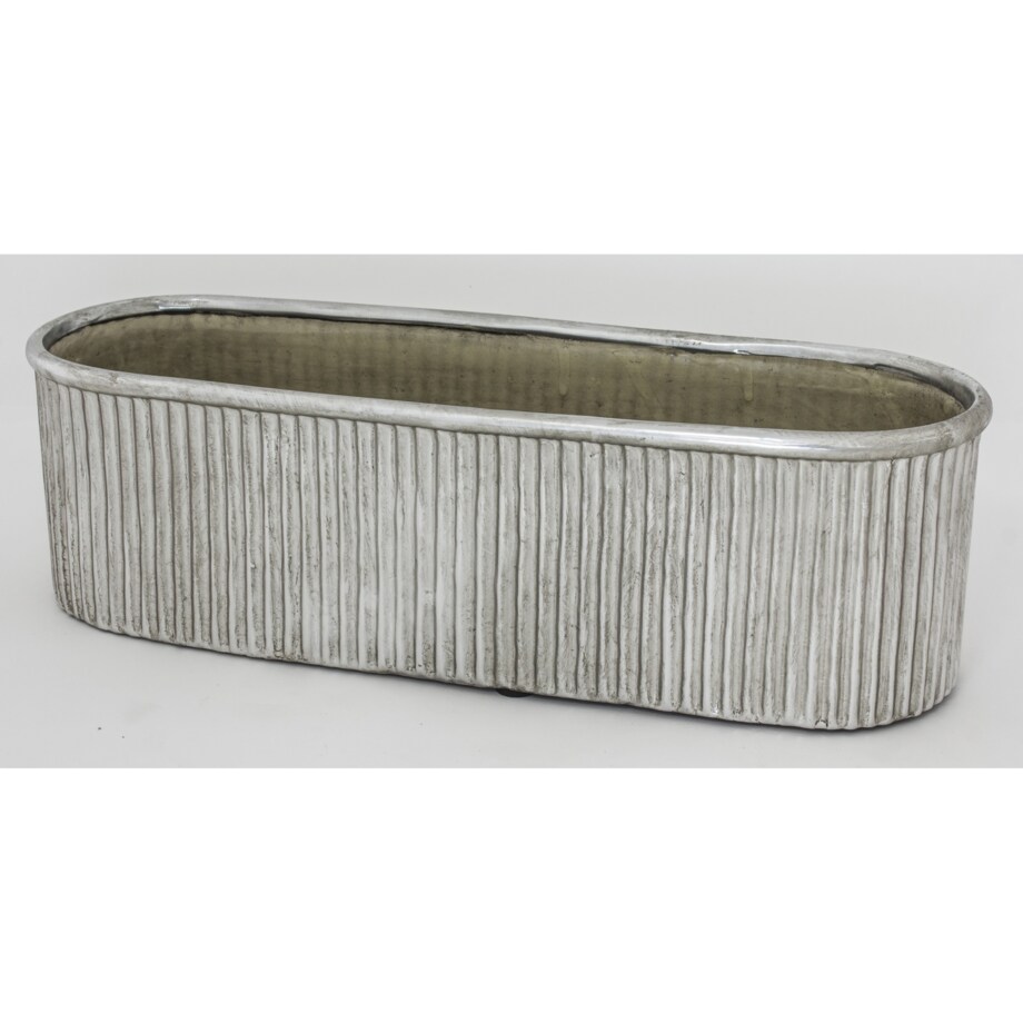 Kwietnik-osłonka kamionkowa 11,5x38,5x13 cm srebrny