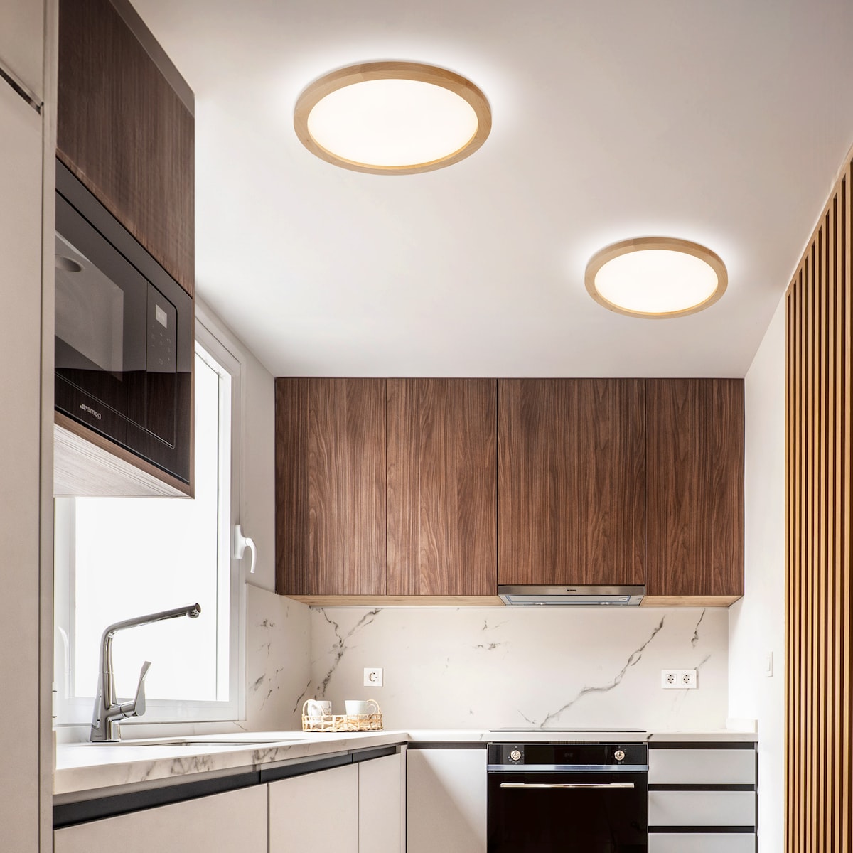 Plafon LED 36W TK Lighting AQUA WOOD buk IP54 42,5 cm nowoczesny biały sufitowy