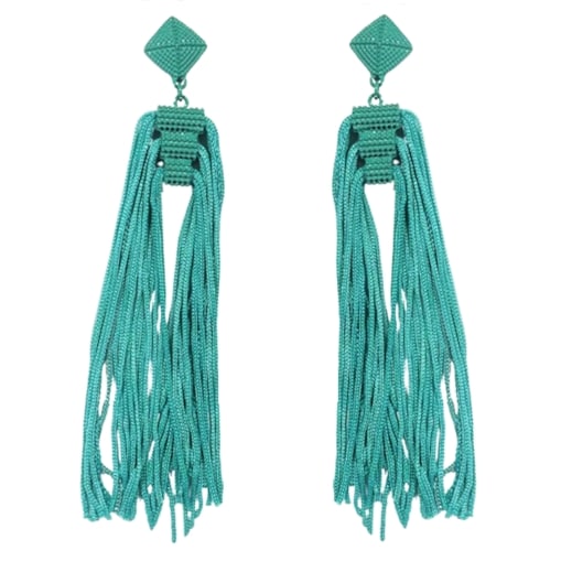 Długie morskie kolczyki akrylowe na imprezę BOHO sztyfty z nitkami zielone