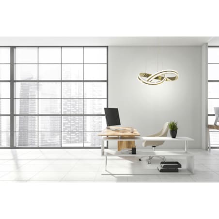 Lampa Sufitowa Wisząca Metal Ring Gold Led + Pilot