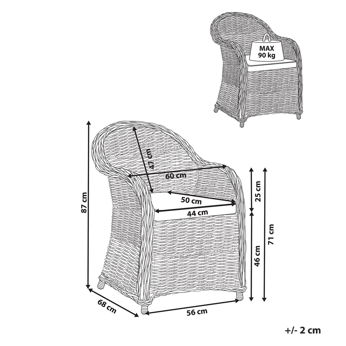 Fotel ogrodowy SUSUA II Rattan Naturalny