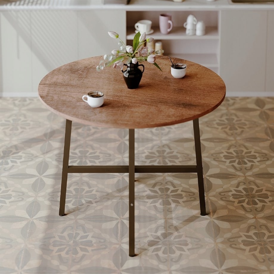 Stolik kawowy ława industrialny okrągły do salonu retro brąz loft vintage