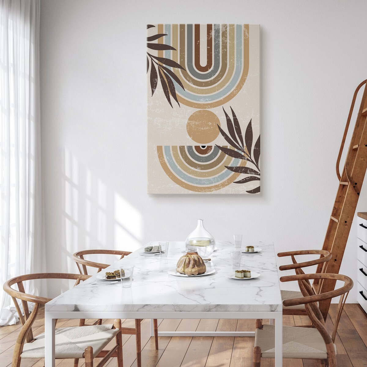 Obraz Szlaczki Beżowe Gałązki Palmowe 30x40cm