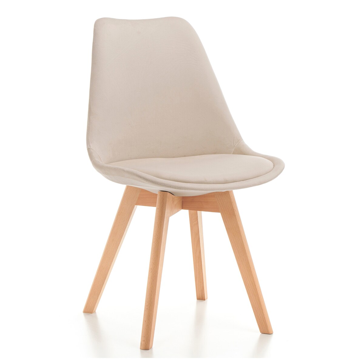 Krzesło skandynawskie z poduszką welurowe DUBLIN beżowe