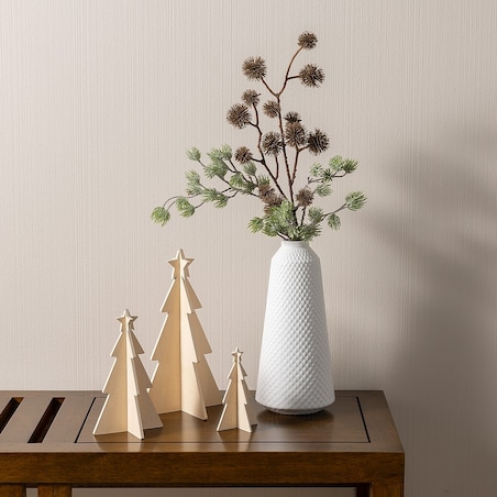 Dekoracja Rustic Trees 3 szt. natural boże narodzenie, święta, świąteczne, beżowy, 14/10/7x25/18/12 cm