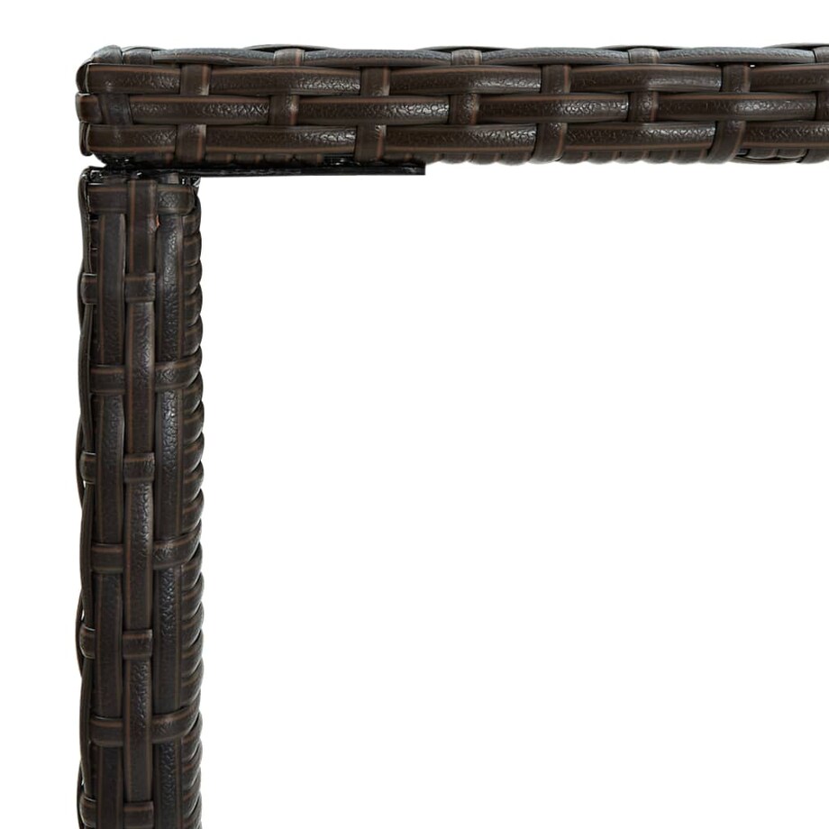 vidaXL Ogrodowy stolik barowy, brązowy, 70x70x110cm, rattan PE i szkło