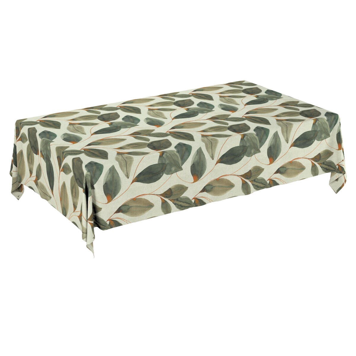 Obrus prostokątny 100 x 100 cm brązowo-pomarańczowe liście na szarym lnianym tle