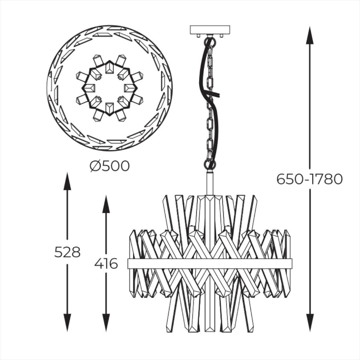 Żyrandol glamour Constantinople P0567-08C-7GAC Zumaline złoty przezroczysty
