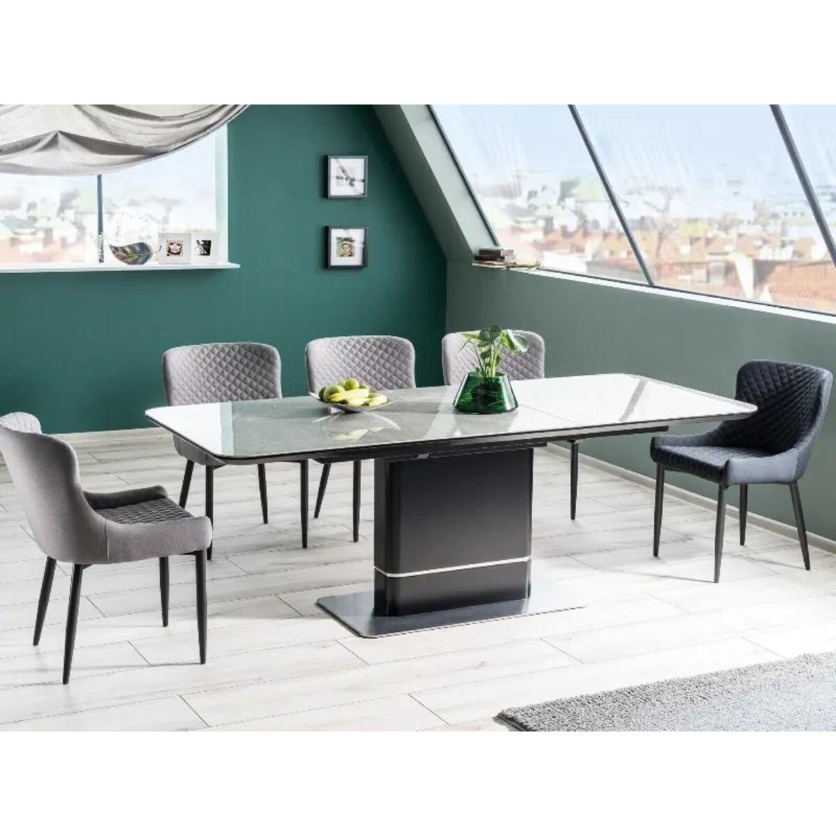 Stół PALLAS CERAMIC 160(210)x90 szary/czarny mat rozkładany