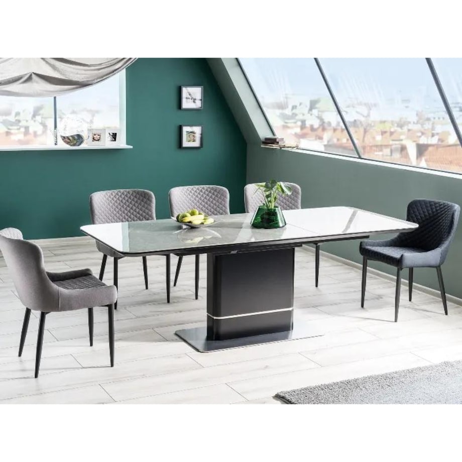 Stół PALLAS CERAMIC 160(210)x90 szary/czarny mat rozkładany