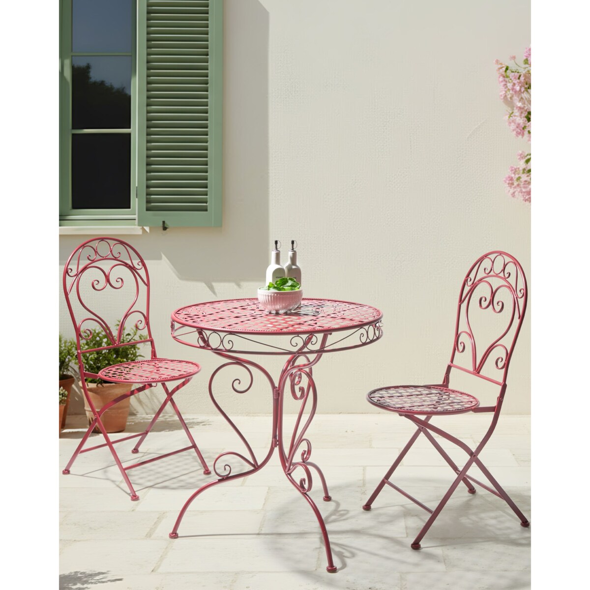 Zestaw 2 krzeseł ogrodowych ALBINIA Metal Burgundowy