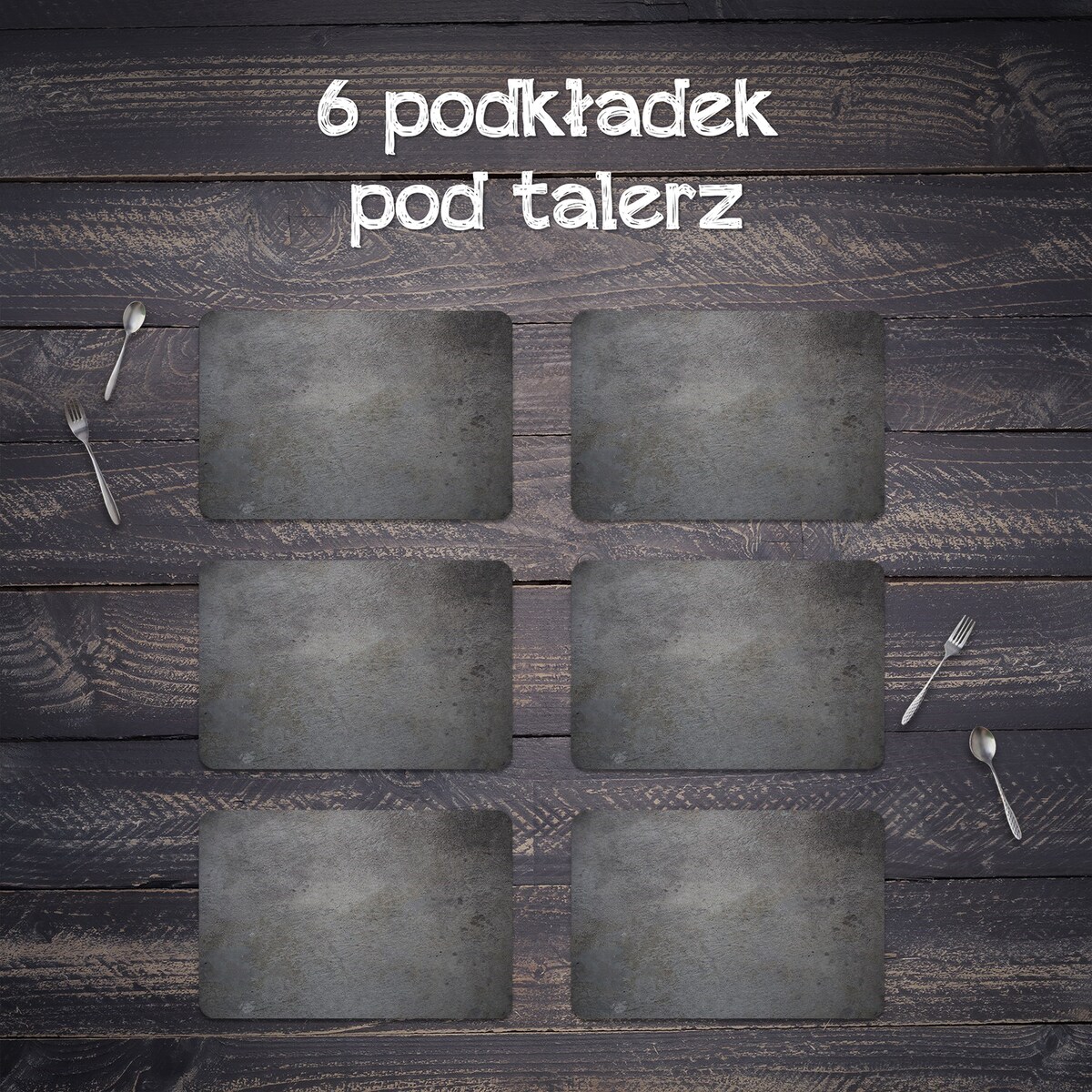 Komplet mat pod talerz Ciemny kamień, 6 szt. 45x30cm