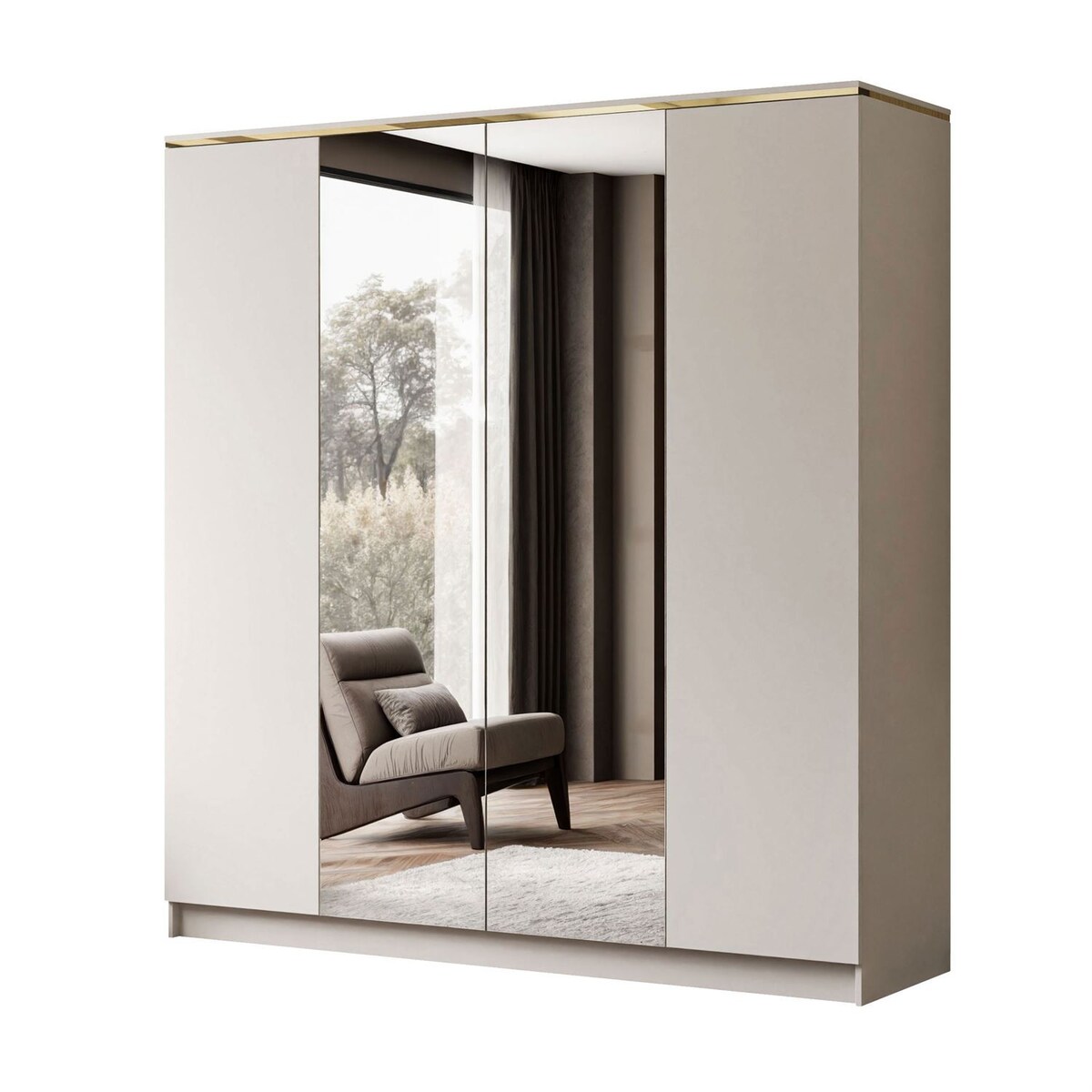 Szafa z lustrem AURORA 4D KASZMIR push to open