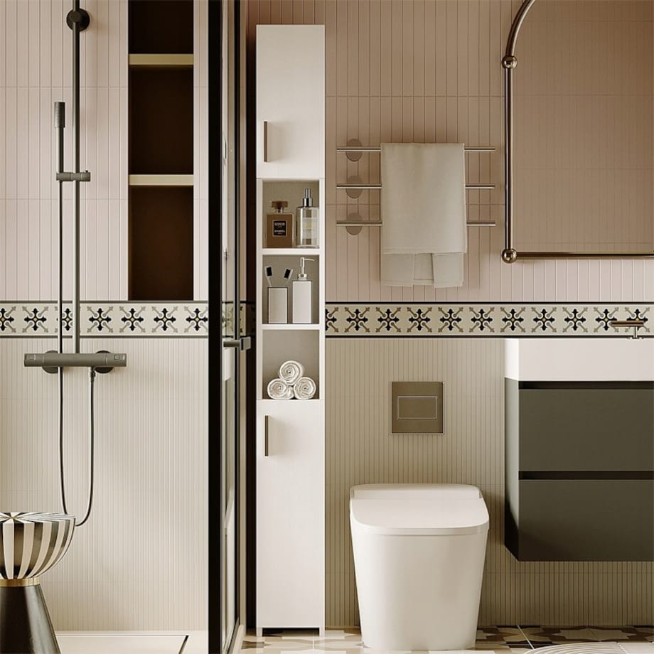 Regał łazienkowy stojący szafa biały loft szafka półka słupek wysoki 182 cm