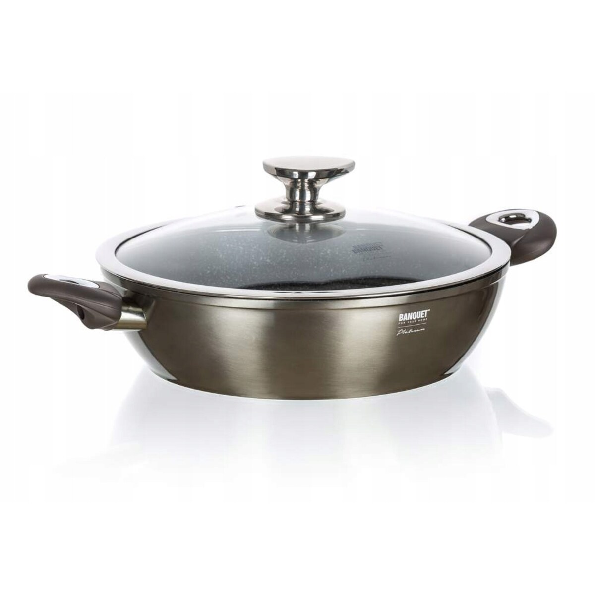 PATELNIA GŁĘBOKA z pokrywą METALIC garnek 3,7 L wok do gotowania pieczenia