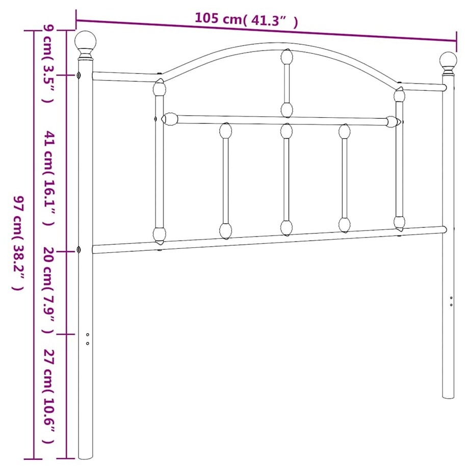 vidaXL Metalowe wymienne wezgłowie, czarne, 100 cm