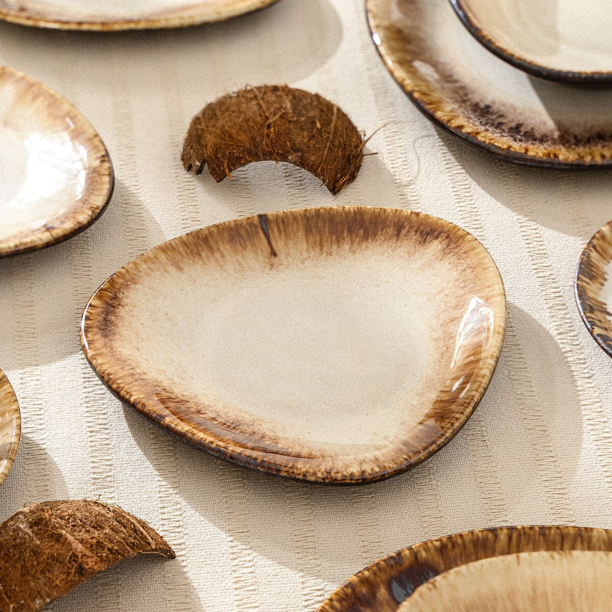 Konsimo PRIMA Talerz deserowy 6 szt., jasnobeżowy